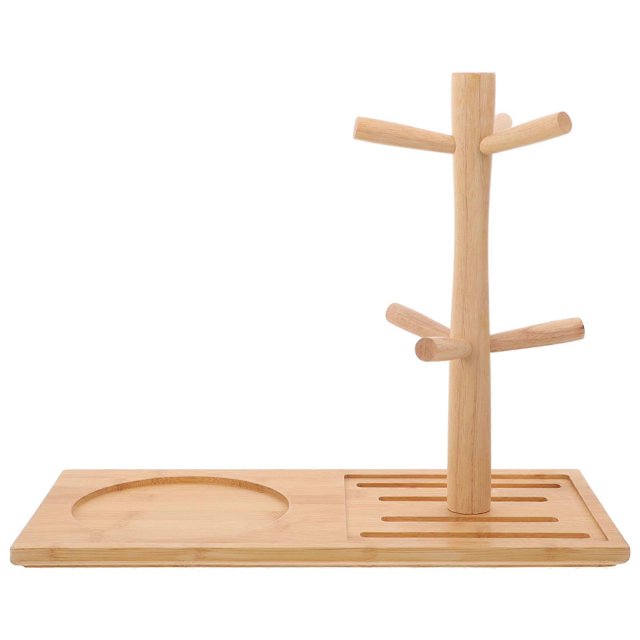 bottle draining holder for baby bottles storage organizer look wood 1pack beige wooden baby bottle drying rack con soporte vertical tipo árbol y bandeja ranurada para drenaje, base rectangular 39x32x19cm, desmontable, apto para biberones, tetinas y tazas.