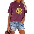 thumbnail image 2 of Anbech Sunflower T-Shirt for Women Graphic Butterfly Printed Short Sleeve Tee Tops with Crew Neck, 2 of 4