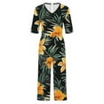 thumbnail image 5 of Edvintorg Short Sleeve Jumpsuit for Women Summer Floral Print Casual V-Neck Back Zipper Wide Leg Jumpsuits with Pockets Beach Clothes, 5 of 5