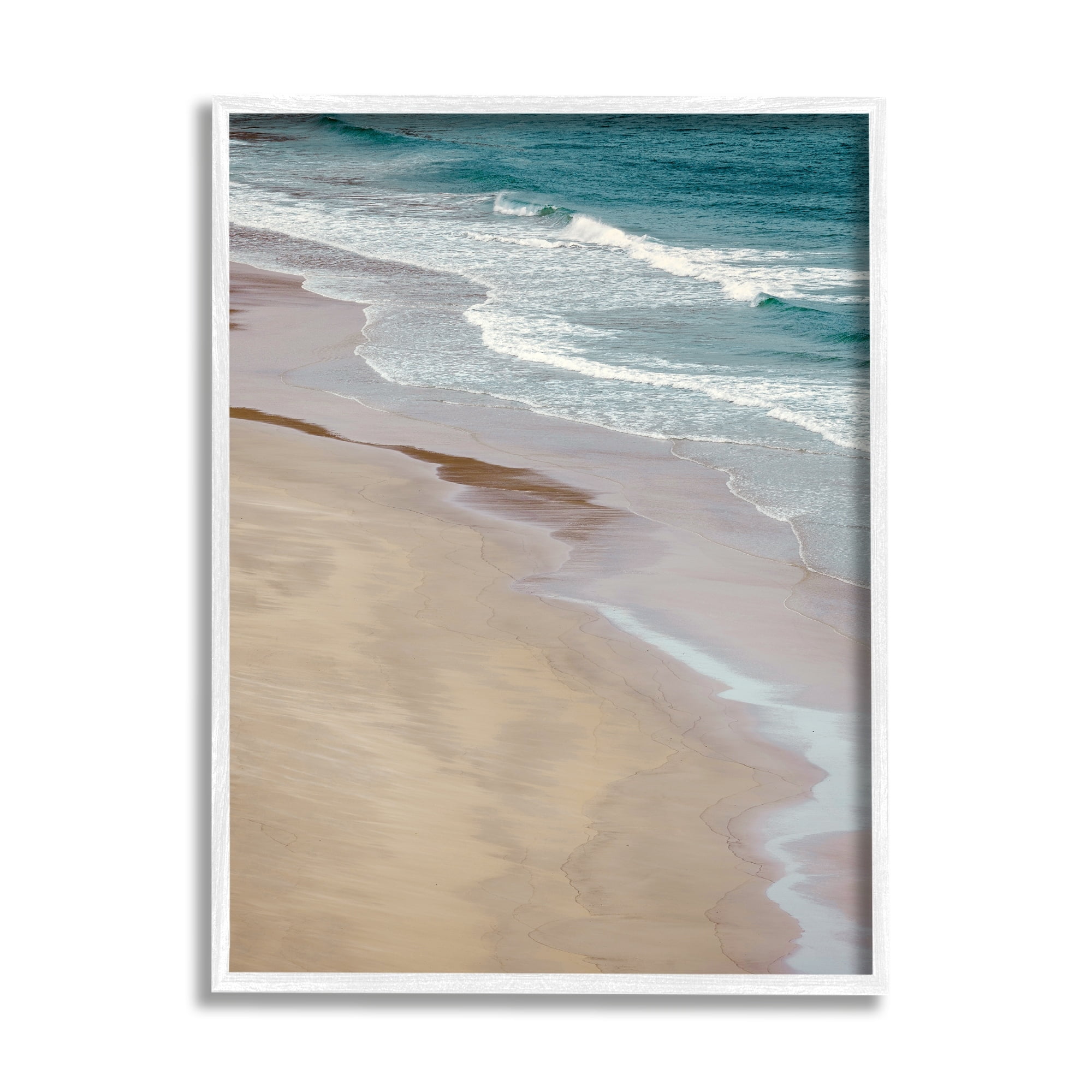 Stupell Industries Aerial View Ocean Water Foamy Coast Beach Photograph White Framed Art Print Wall Art, Design by Danita Delimont