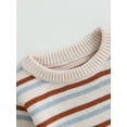 thumbnail image 5 of Bagilaanoe Newborn Baby Girls Knit Romper Sweater Long Sleeve Loose Stripe Bodysuit 3M 6M 12M 18M 24M Infant Casual Jumpers Tops Fall Loose Knitwear, 5 of 8