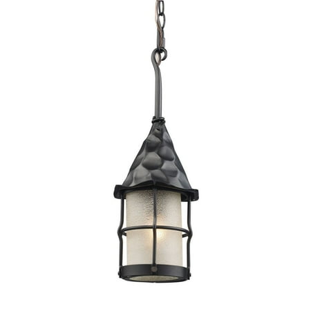 Rustica Matte - New Product ELK Lighting The Rustica 1 Light Outdoor Pendant In Matte Black And Scavo Glass 388-BK Sold By VaasuHomes