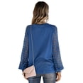thumbnail image 6 of Seyurigaoka Women T-shirt See-through Long Sleeve Crew Neck Lace Patchwork Ladies Tops for Casual Daily, 6 of 9