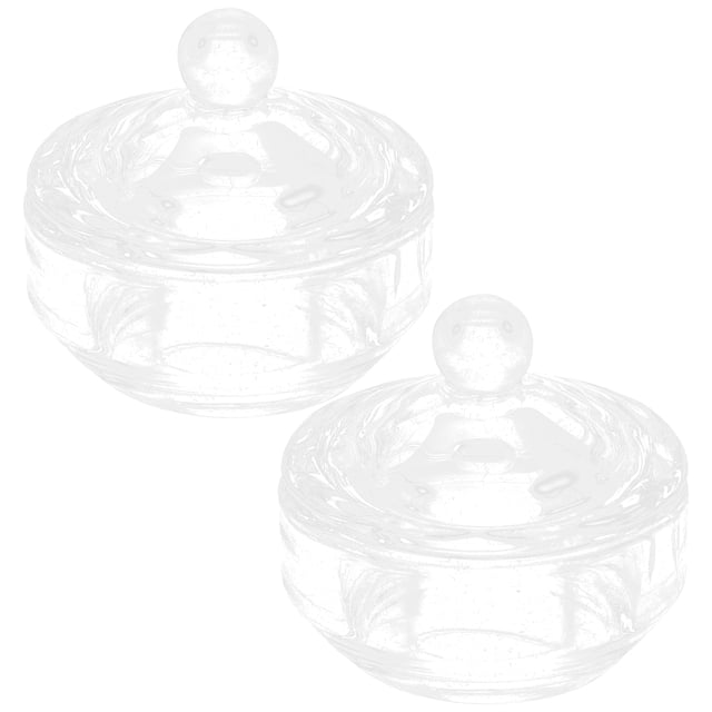 Glass Nail Dish Cups Transparent For Women Home Use 2Pcs 1.57x1.57In