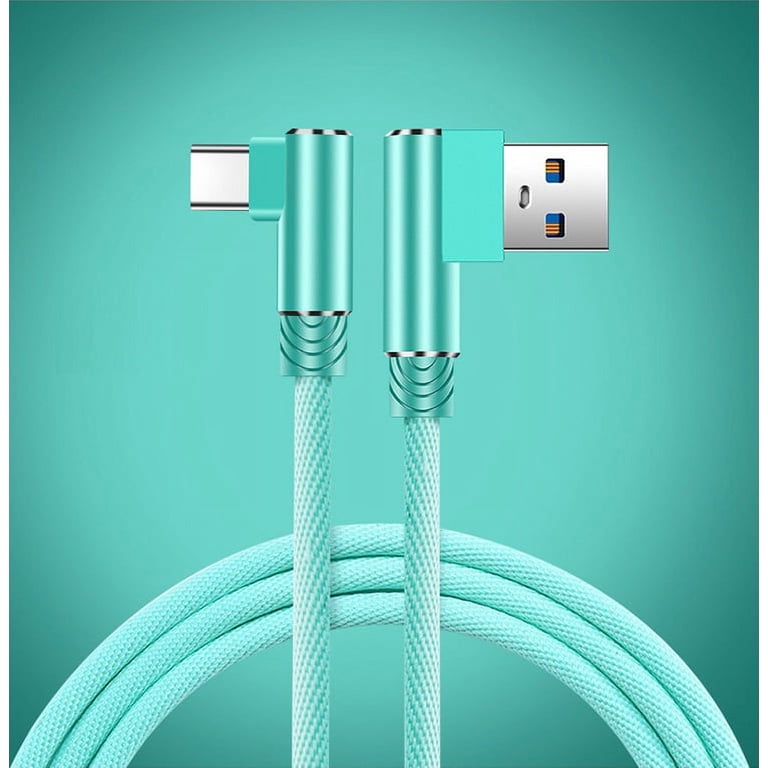USB-C 10ft 90 Degree Nylon Braided Charger & Data Sync for Samsung