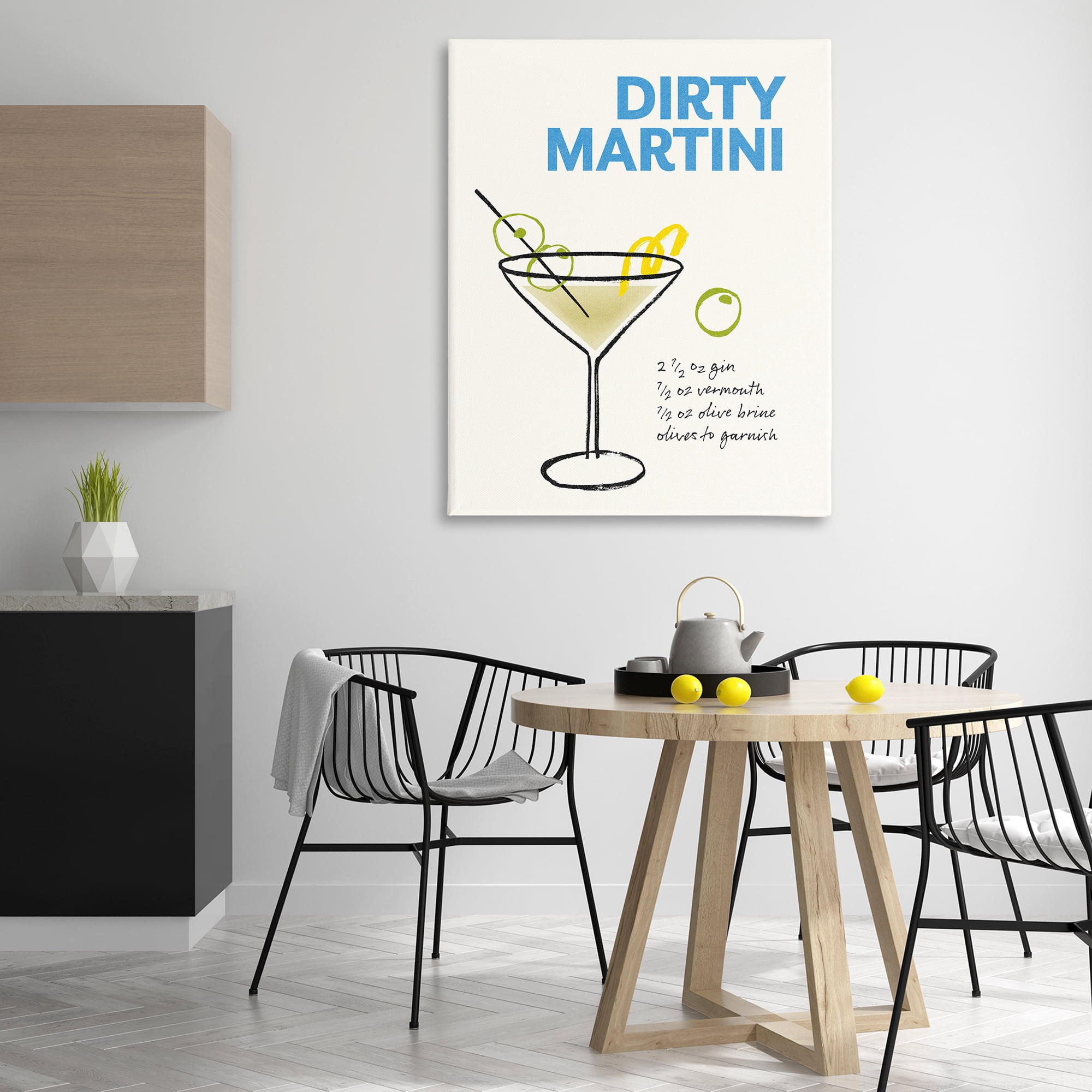 Stupell Industries Dirty Martini Recipe Food & Beverage Painting Gallery Wrapped Canvas Art Print Wall Art, 36 x 48