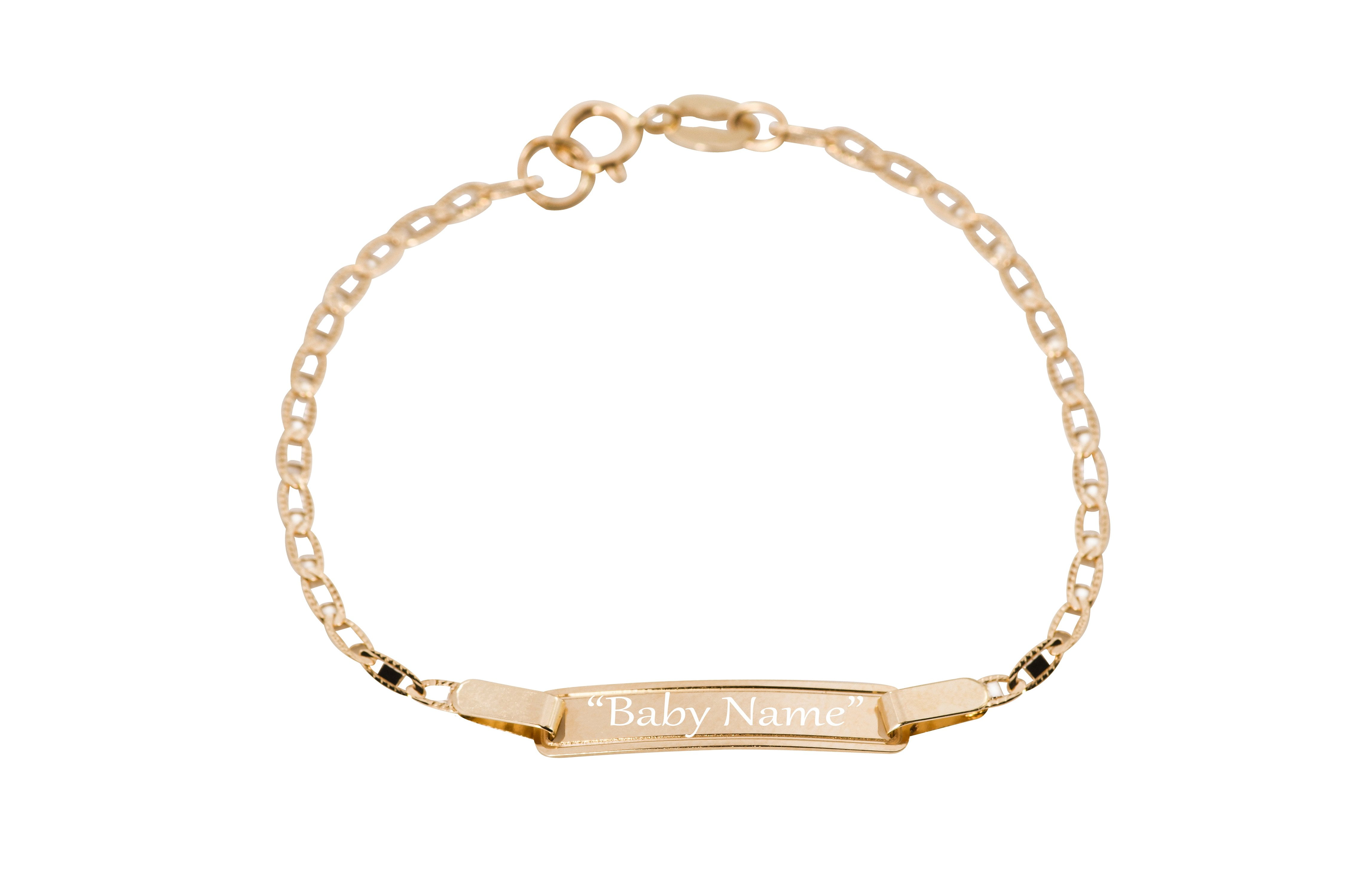 18K Gold Filled Baby ID Bracelet With Free Engraving 6' adjustable Chain NYC 