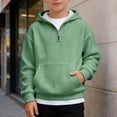 thumbnail image 6 of Nwiuh Boys Quarter Zip Hoodies - Waffle Knit Kids Long Sleeve Hooded Sweatshirts Teens Pullover Tops Clothes (Green, 3-4 Years), 6 of 8