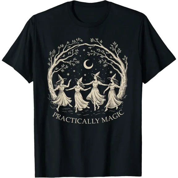 Practically Magic Witchy Halloween Vintage Witch Cottagecore T-Shirt Size S-5XL