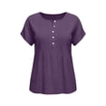 thumbnail image 6 of Dpjklzsn Women's Pintuck Short Sleeve Blouse, Half Button Crewneck Shirt with Pleated Front for Casual Summer Wear, 6 of 10
