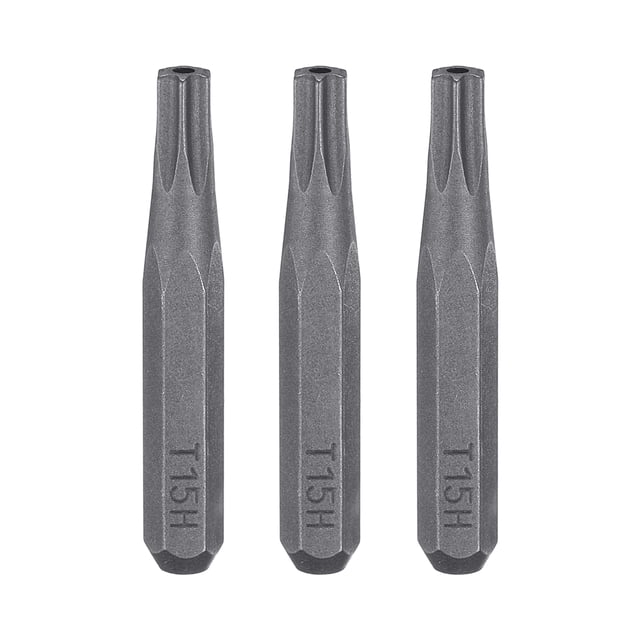 Uxcell 3pcs T15H Punta de destornillador Torx 5/32" Hex Magnético Estrella de 6 Puntos Acero S2