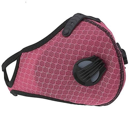 ASA TECHMED Reusable Dual Air Breathing Valve Face Mask Cover with Activated Carbon Filter (Pink Cycling)
