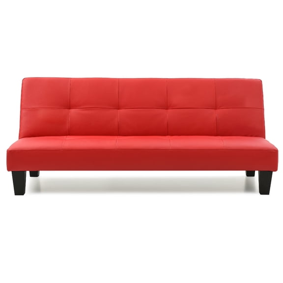 Contemporary Home Living Faux Leather Tufted Straight Armless Sofa - 67" - Red