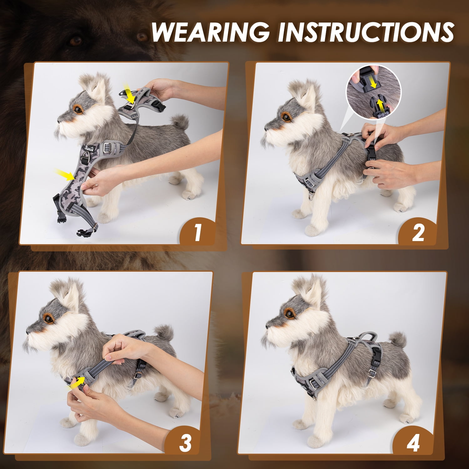 AUTOWT No Pull Dog Harness - Heavy Duty, No Choke Design with 2 Leash Clips & Adjustable Padded Vest