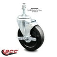 thumbnail image 2 of 5 Inch Hard Rubber Wheel Swivel 10mm Threaded Stem Caster with Brake SCC, 2 of 2