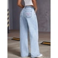 thumbnail image 6 of Straight Leg Jeans for Women,High Waisted Wide Leg Loose Stretchy Boyfriend Denim Pants Baggy Jeans Wash Blue S, 6 of 7