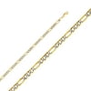 AA Jewels 14k White and Yellow Gold 4MM Two Tone Hollow Figaro White Pave Chain Necklace With - 20 Inches