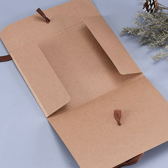 LULULION 10Pcs Antique Looking Paper Envelope with Ribbon Design for Greeting and Decorative Letter Use Light Brown