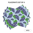 thumbnail image 2 of Placemats Set Of 4 / 6, Grape Print Blue Placemats For Dining Table Indoor/Outdoors Heat Resistant Washable Placemats 18" X 12", 2 of 8