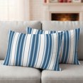 thumbnail image 2 of Lumbar Pillow Covers 20x12 Inch Set of 2, Sea Blue Striped Waterproof Outdoor Pillow Covers, Modern Thin Line Vertical Stripes Decorative Cushion Pillowcases for Couch, Sofa, Bed, Garden, Patio, 2 of 9