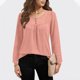 thumbnail image 4 of Camisas de Manga Corta para las Mujeres Casual Color Sólido Blusas Plisadas, Moda Cuello Redondo Tops de Verano para la Fiesta, 4 of 8
