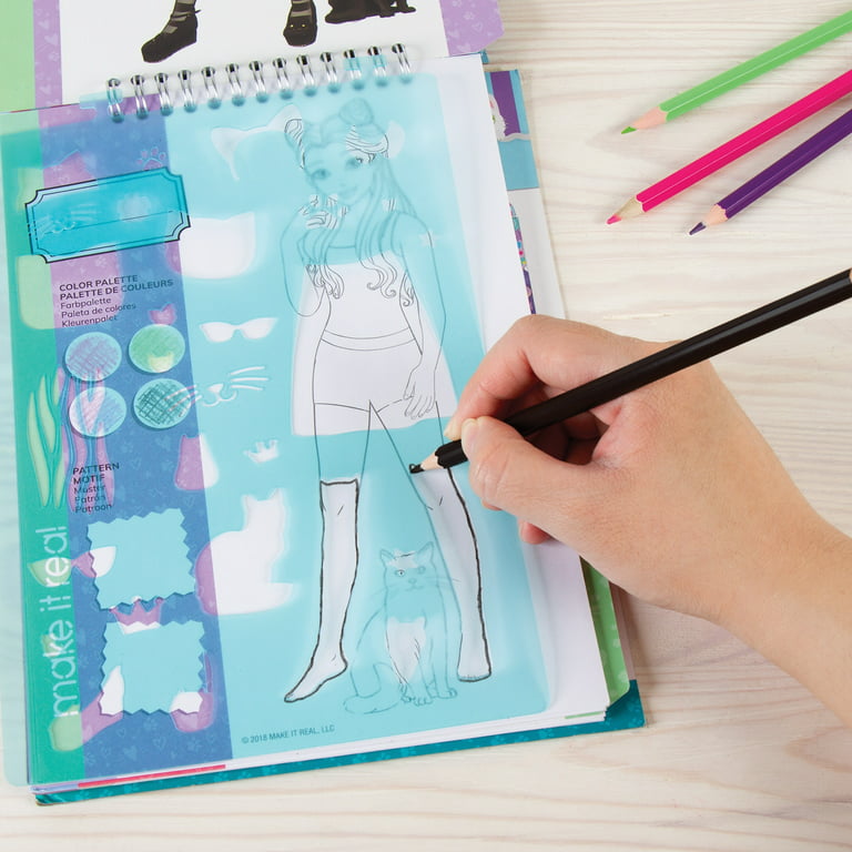  Make It Real: Fashion Design Sketchbook: Pastel Pop! - Includes  105 Stickers & Stencils, Draw Sketch & Create, Fashion Coloring Book,  Tweens & Girls, Kids Ages 6+ : Toys & Games