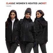 ARRIS Women's Heated Jacket with 7.4V Battery Pack, 8 Heating Zones, Waterproof Softshell Warm Coat, XL