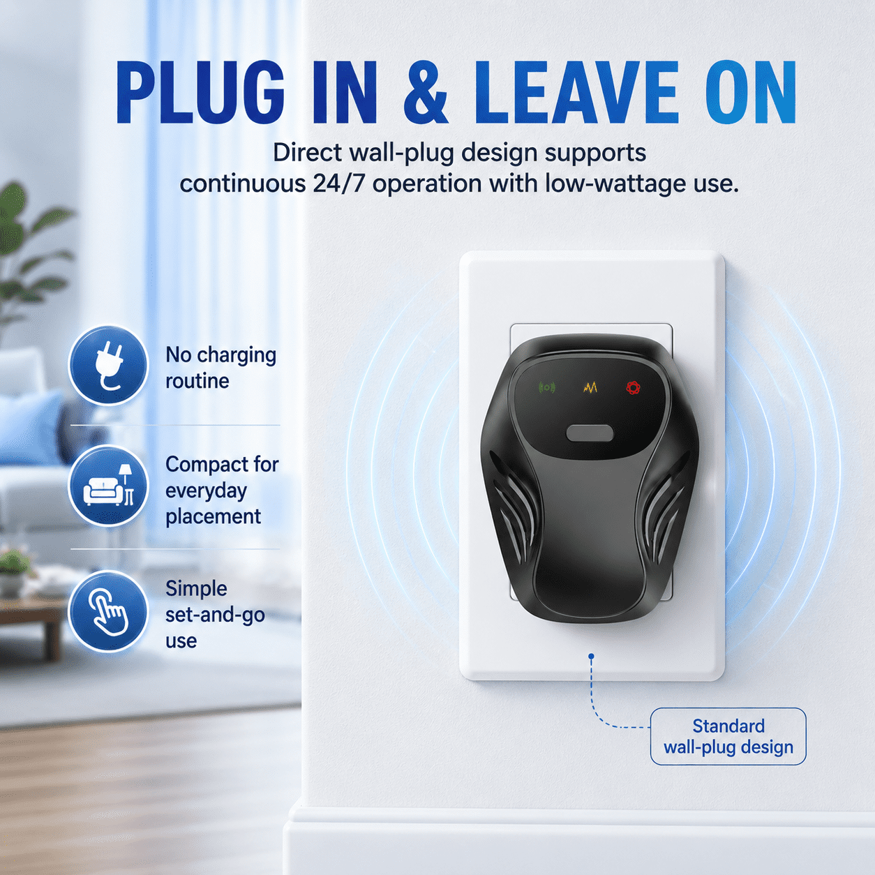 Orivelia Ultrasonic Pest Repeller, Orivelia Ultrasonic Pest Repeller for Fleas, Four Dynamic Frequency-Sweeping Rotation Modes with Single-Room Layout, Plug-In Design with Silent Operation