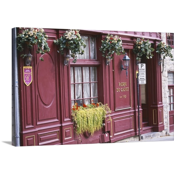 Great BIG Canvas | "Canada, Quebec, Montreal, Old Montreal, exterior of the Pierre du Calvet restaurant" Canvas Wall Art - 48x32