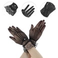 thumbnail image 2 of Unique Bargains 1 Pair Sunblock Mittens Fishing Net Rhinestone Sun Block Driving Gloves for Women Black, 2 of 5