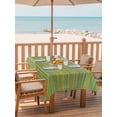 thumbnail image 3 of 60x120 Inch Outdoor Tablecloth with Umbrella Hole Zipper Rectangle Yellow Green Strriped Rectangular Tablecloths Outside Waterproof Farmhouse Thine Line Summer Patio Table Cloth Cover for Picnic, 3 of 8