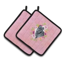 Cane Corso Pink Flowers Pair of Pot Holders
