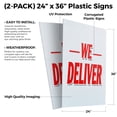 thumbnail image 2 of We Deliver (2-PACK) 24" x 36" Plastic Signs | Sign Insert 4mm Corrugated Plastic Signs Storefront Window Poster, 2 of 2