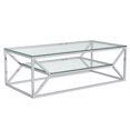 thumbnail image 1 of Contemporary Metal & Glass Coffee Table in Silver, 1 of 8