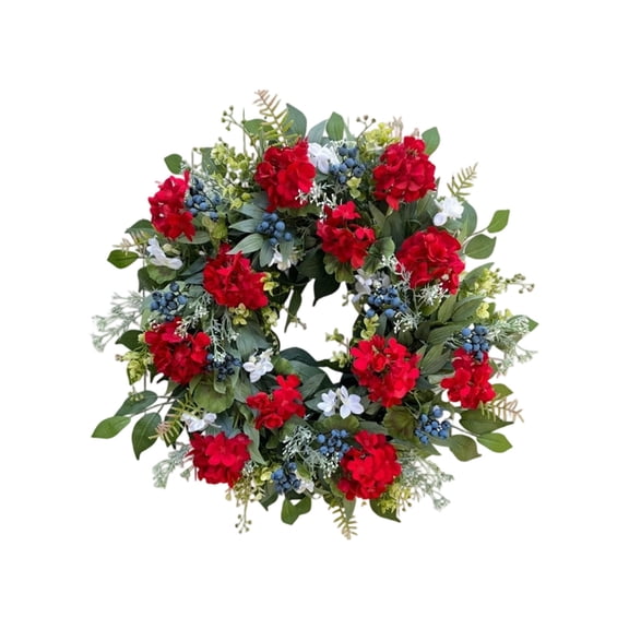 Miwamany 4th of July Wreath, Patriotic Wreaths for Front Door, Red White Blue Spring Summer Door Wreaths for Independence Day, Wreath for Front Door Wall Window Home Porch Decor