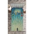 thumbnail image 3 of Ambesonne Vintage Quilted Bedspread Set 2 Pcs, Ferris Wheel Fun Retro, Twin Size, Blue, 3 of 3