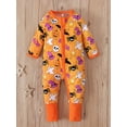 thumbnail image 2 of Newborn Baby Girl Boy Halloween Jumpsuit Pajamas Pumpkin Ghost Long Sleeve Zipper Onesie Romper Fall Winter Outfits, 2 of 7