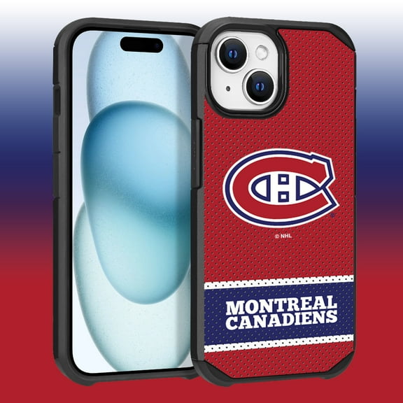 Apple iPhone 15 - NHL Licensed Montreal Canadiens Team Logo on Jersey Textured Dual Layer Case