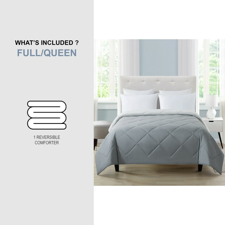 Mainstays Reversible Microfiber Comforter Grey Full Queen All