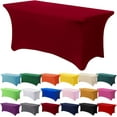 thumbnail image 1 of GFDYREE Spandex Tablecloth 6FT Stretch Table Cover Fitted Rectangular Tables, Universal Stretch Patio Table Cloth for Wedding, Banquet, Party and Event（Burgundy, 6FT, 1 of 7