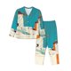 thumbnail image 1 of Fotbe Colorful Greek Windmills Conjunto de Pijama de Manga Larga para Mujer con Estampado, Ropa de Dormir de 2 Piezas, Conjunto de Casa Suave y Cómodo con Bolsillos-XX-Large, 1 of 7