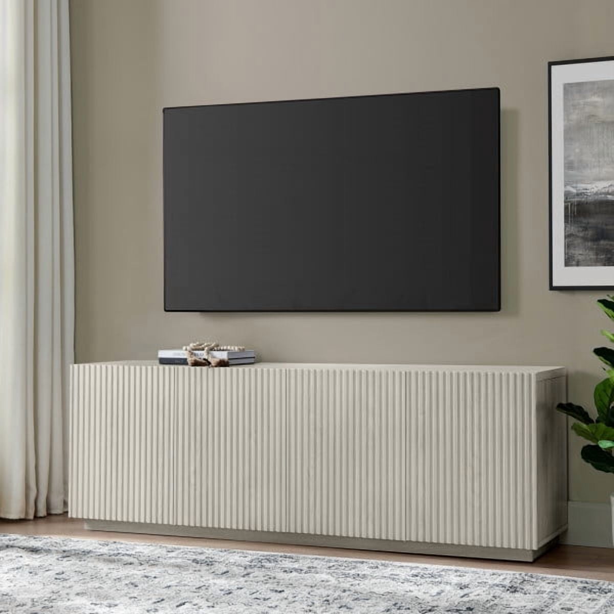Tyler Rectangular Fluted TV Stand for TV's up to 78" in Alder White
