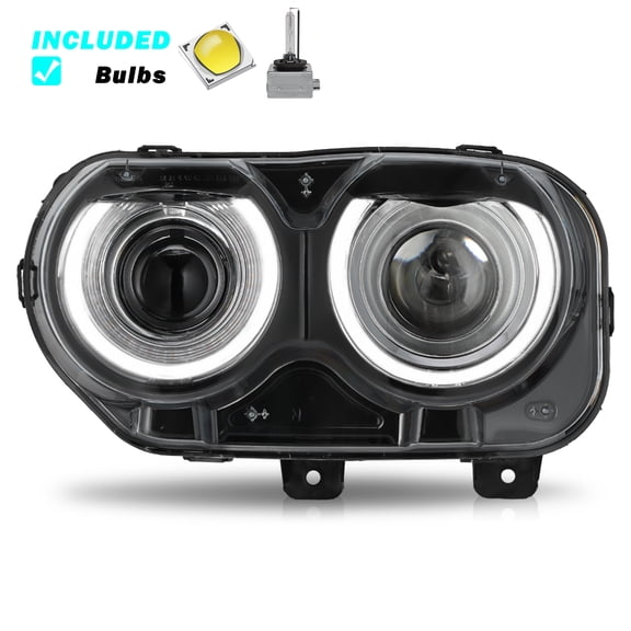 For 2015-2022 Dodge Challenger Black HID Xenon LED DRL w/Bulbs Driver Side Headlight