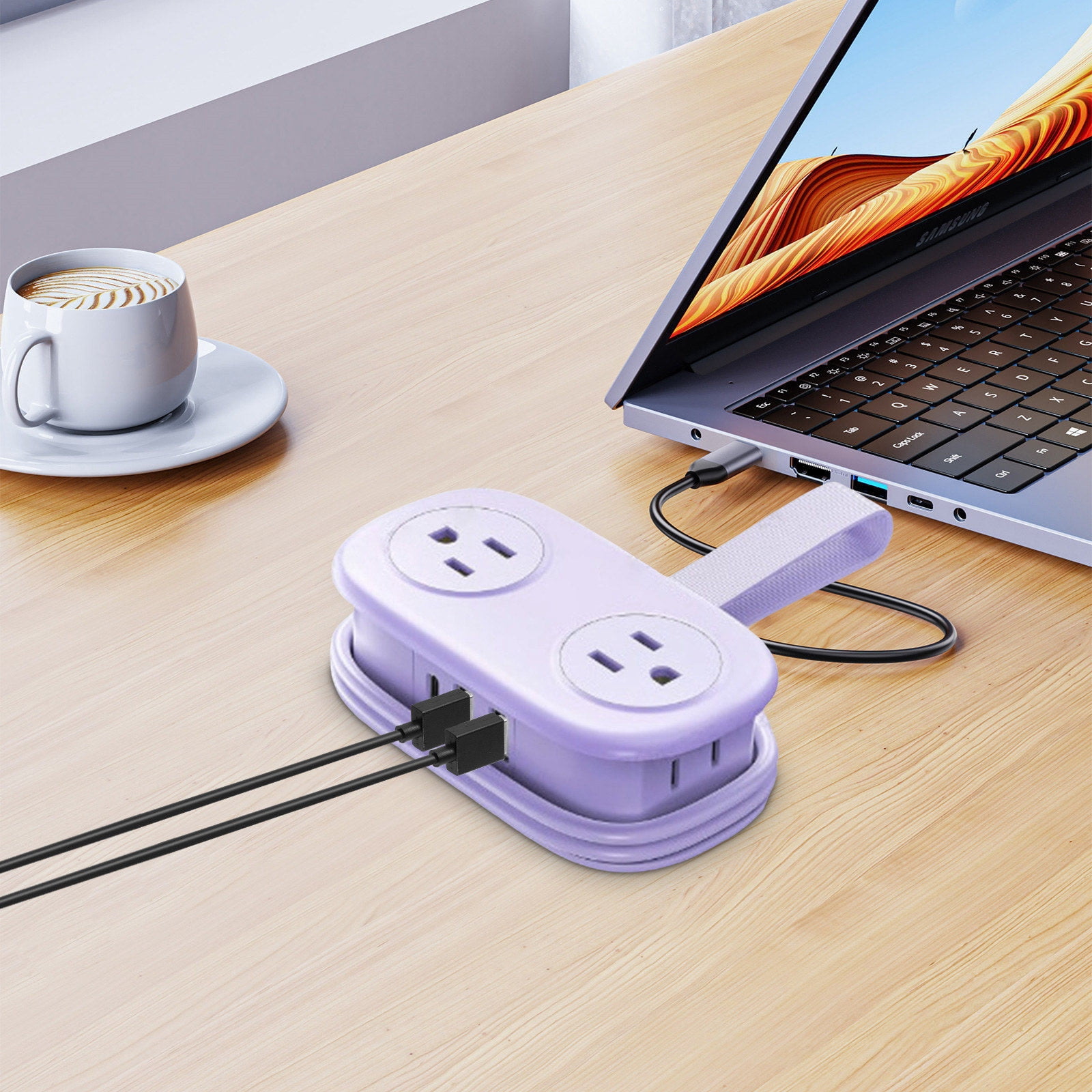 Travel Power Strip, Travel Extension Cord, Mini Extension Cord with 4 Outlets 3 USB Ports (1 USB C) with 4FT Wrapped Short Extension Cord Small Power Strip, Suitable for Home Hotel Travel