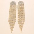 thumbnail image 1 of Pendientes largos con borlas y diamantes de imitación de estilo europeo y americano, pendientes con cadena de garra de diamantes, elegantes pendientes para fiesta de noche, 1 of 5