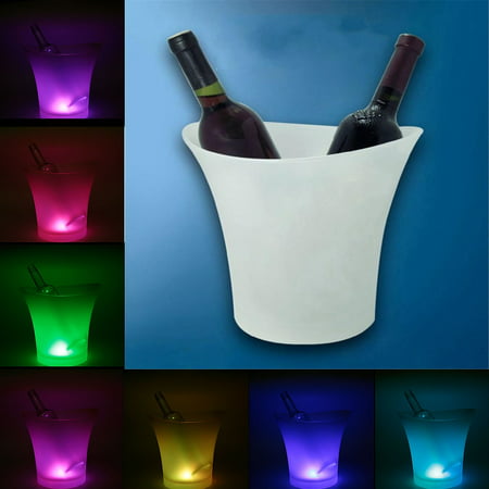 5L LED Light Ice Bucket Champagne Wine Drinks party Beer Ice Cooler Bar Party Home Color (Best Ice Bucket With Lid)