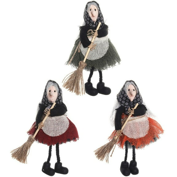 Hzzsbu 3pcs Hanging Witch Decorations, Flying Witch Figurines Halloween Ornaments for Indoor Outdoor Tree Porch Party Decor