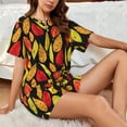 thumbnail image 4 of Sikiie Autumn With Leaves Womens Pajama Sets Short Sleeve Top With Pants Sleepwear 2 Piece Lounge Set-3X-Large, 4 of 6