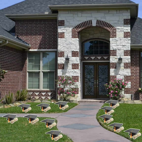 Graduation Caps & Diplomas Pathway Markers Set, Graduation Decoration Yard Signs 12 Piece Set