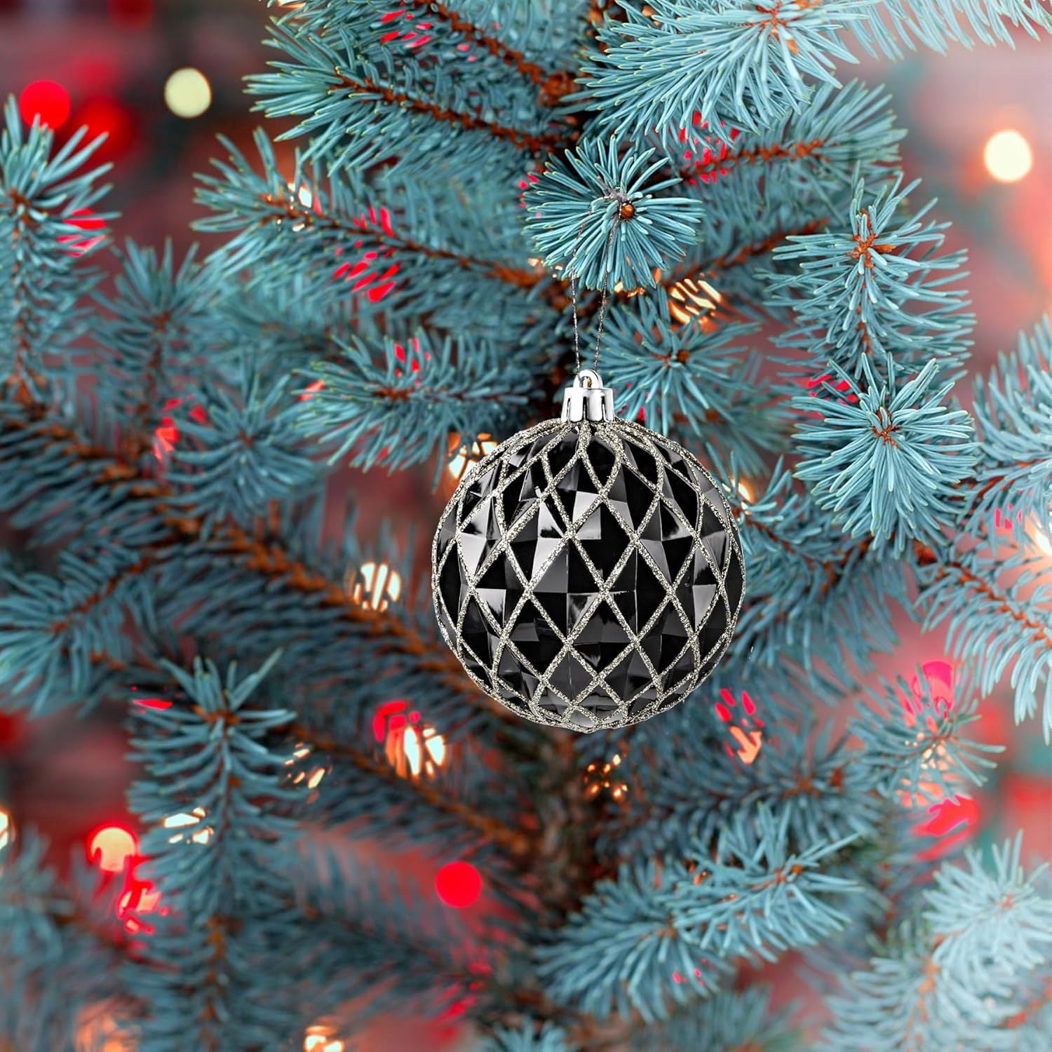 80mm Christmas Balls Ornaments,12PCS Colored Shatterproof Plastic Decorative Hanging Tree Decorations Baubles Set for Xmas Tree Decor Holiday Party Wedding Decoration with Lanyard